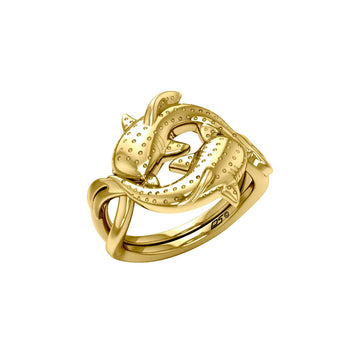 Marine Harmony Solid Yellow Gold Whale Sharks Puzzle Ring by Peter Stone GRI2471 - Jewelry
